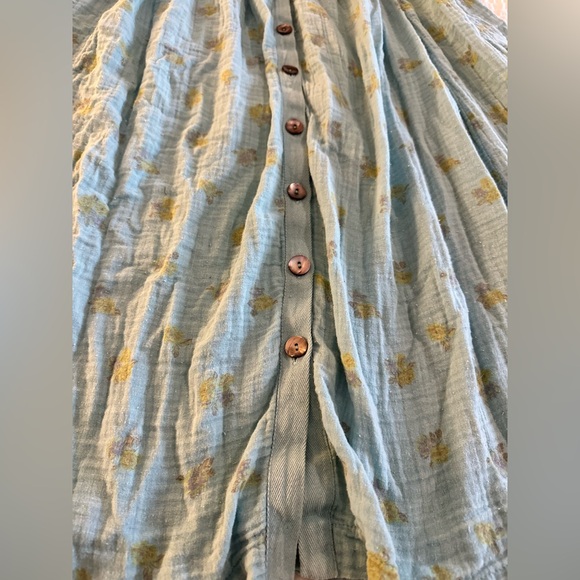 Free People Iris Corset Teal Button-Down Skirt Set Pinky Combo Nile Blue M L XL - Picture 9 of 10